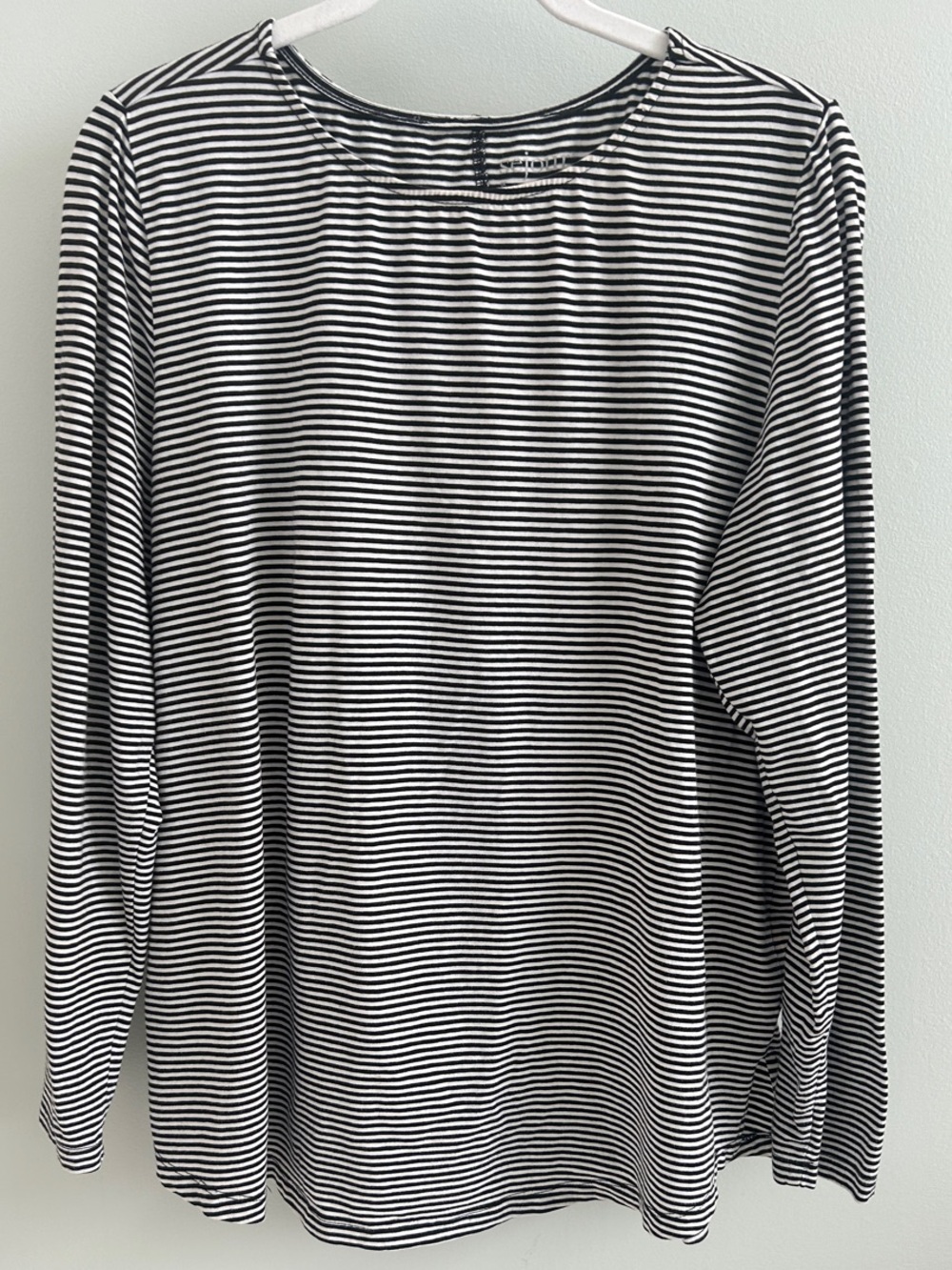 Sejour Black and White Striped Long-Sleeve Tee